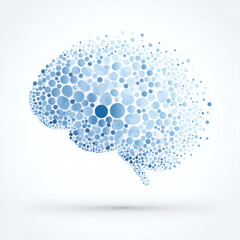 Cerebro humano hecho con puntos azules