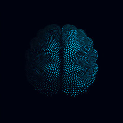 Cerebro humano hecho con puntos azules