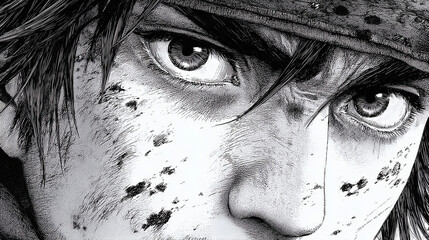 Dibujo manga de una mujer con katana