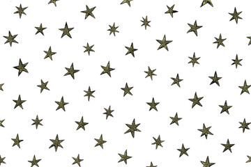 Stars in a random pattern on a white background showing various sizes and arrangements with no specific focus