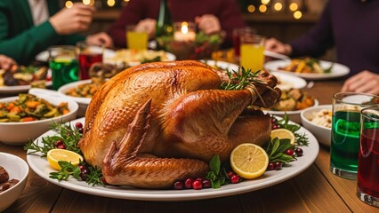 Traditional Roast Turkey Feast With Fresh Sides.