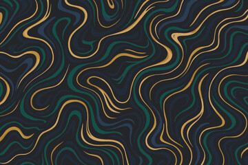 Obraz premium Design features swirling lines in green and gold colors on a dark background suitable for various creative projects