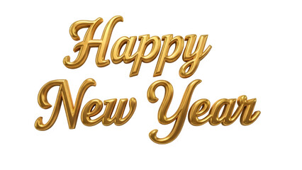 Happy new year message crafted in luxurious golden 3d script typography on a sleek black background