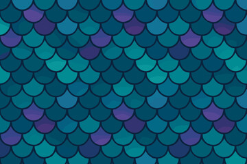 Colorful pattern of overlapping scales in blue and green shades in a repeated design on a surface
