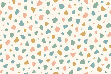 Colorful shapes scattered across a light background create a playful pattern for design projects