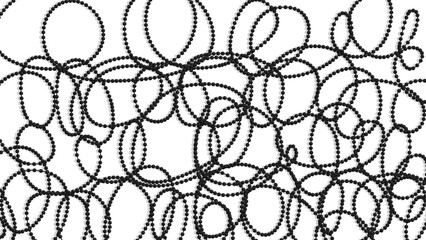 Empty horizontal banner with simple decorative banner made from a tangled chain of small black beads. Vector banner