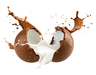 For dessert and food promotion, split a chocolate ball with a milk filling and make a spectacular splash in midair, cut out