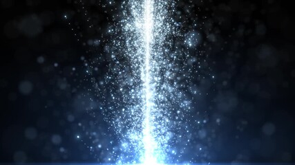 Vertical beam of glowing particles rises in dark space, creating an abstract light column background symbolizing energy, data flow and futuristic motion. - Powered by Adobe