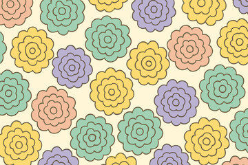 Fototapeta premium Colorful floral pattern with various flowers on light background in soft colors in a repeated design for art or crafts