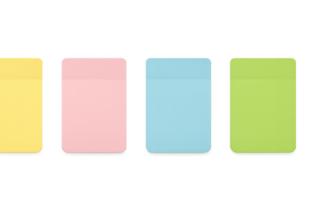 Pastel sticky notes on transparent background