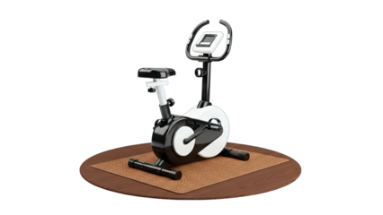 Stationary Exercise Bike on a Brown Mat - Fitness Concept