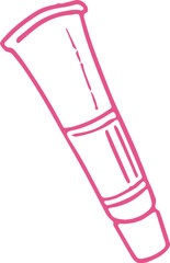 Simple Hand Drawn Pink Cosmetic Tube Illustration on Black Background Vector Art