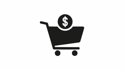 Shopping cart with dollar coin symbol representing commerce and finance. © Novi