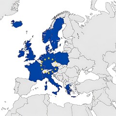 Obraz premium Map of europe highlighting eu member states