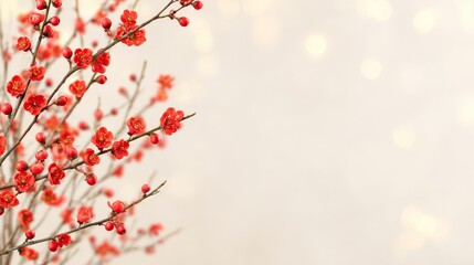 Celebrating lunar chinese festival with red graphics in a serene environment