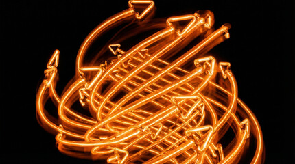 Orange Neon Glowing Arrow Background