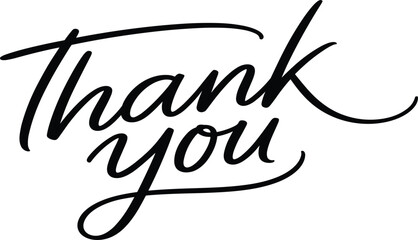 Elegant Black Script Thank You Calligraphy Vector Illustration for Professional Greeting Cards and Appreciation Designs