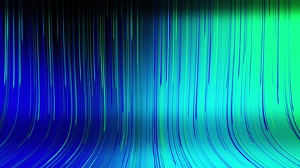 Vibrant blue and green gradient lines flowing across a dark background from a front viewpoint - Powered by Adobe