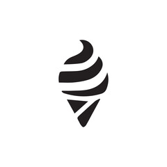 Minimalist black and white soft serve ice cream cone icon