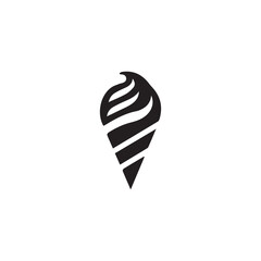 Minimalist black and white ice cream cone logo design