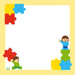 パズル 子供 学習 正方形 フレーム 背景 手描き パステル