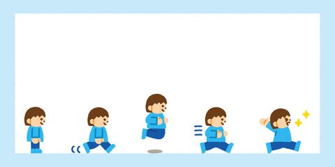 女の子 横向き アイコン 横長フレーム 背景 手描き パステル