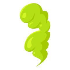 Bad smell cloud, green vector icon