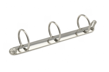 Metal 3-ring binder mechanism for loose-leaf stationery