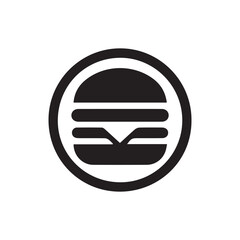 Minimalist monochrome burger icon in a circle