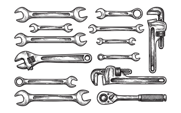 Wrench Engraving of Mechanic Tools