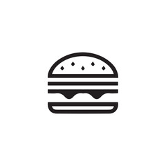 Simple black outline icon of a classic hamburger or cheeseburger on white