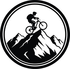 Mountain Biking Adventure Badge Vector