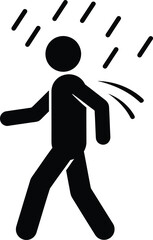 Walking Person Windy Weather Icon Vector