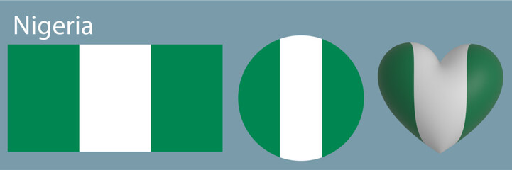 set Nigeria flag icon vector illustration 
