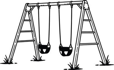 Playground Swing Set Vector Illustration