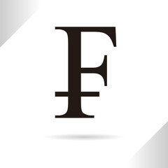 Franc symbol isolated in white background