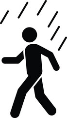 Walking Person in Rain Icon Vector