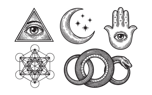 Mystic Symbols Vintage Occult and Magic Icons Set