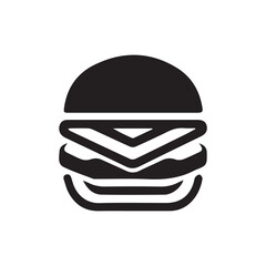 Minimalist black silhouette of a classic hamburger or cheeseburger icon