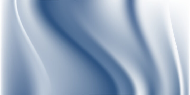 Abstract blue white luxury fabric wave background with copy space. Smooth liquid wave. Elegant shiny silk satin texture. Suit for wallpaper, cover, header, desktop, web, flyer. Vector illustration