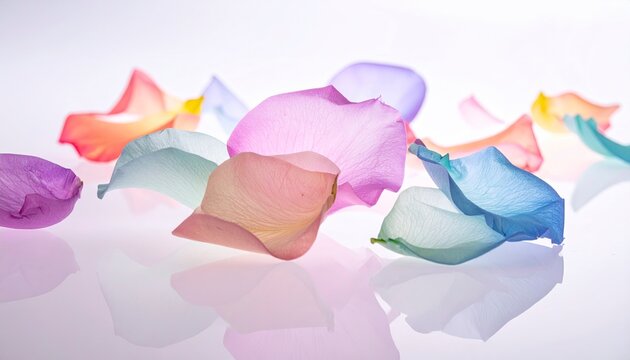 Colorful petals on a white background