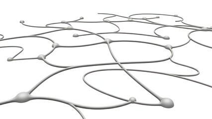 Network Connection: Minimal 3D Node and Line Mesh on White Background