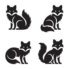 Forest fox animal wildlife silhouette vector flat icon