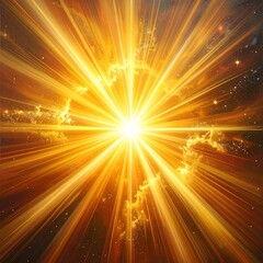 Abstract illustration of bright golden light radiating outwards celestial art