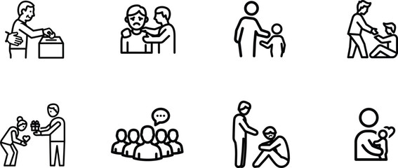 Fototapeta premium Diverse group of people engaging in various social interactions