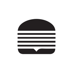 Minimalist black silhouette icon of a delicious hamburger bun