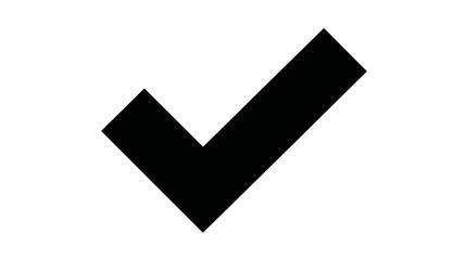 Black checkmark icon on a clean white background. Simple graphic symbol for approval, success, completion, correctness, and confirmation.