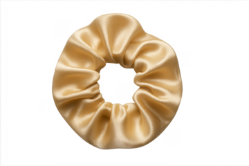 Golden silk scrunchie for elegant hair styling accessory