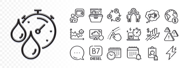 Global business, Swipe up and Teamwork line icons for web app. Glare of light effect. Message icon. Pack of Wallet, Attention, Inspect pictogram icons. Seo analysis, Calendar, Diesel signs. Vector