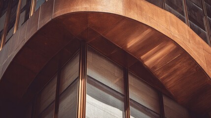 Fototapeta premium Close-up view of a contemporary architectural building corner with bronze accents